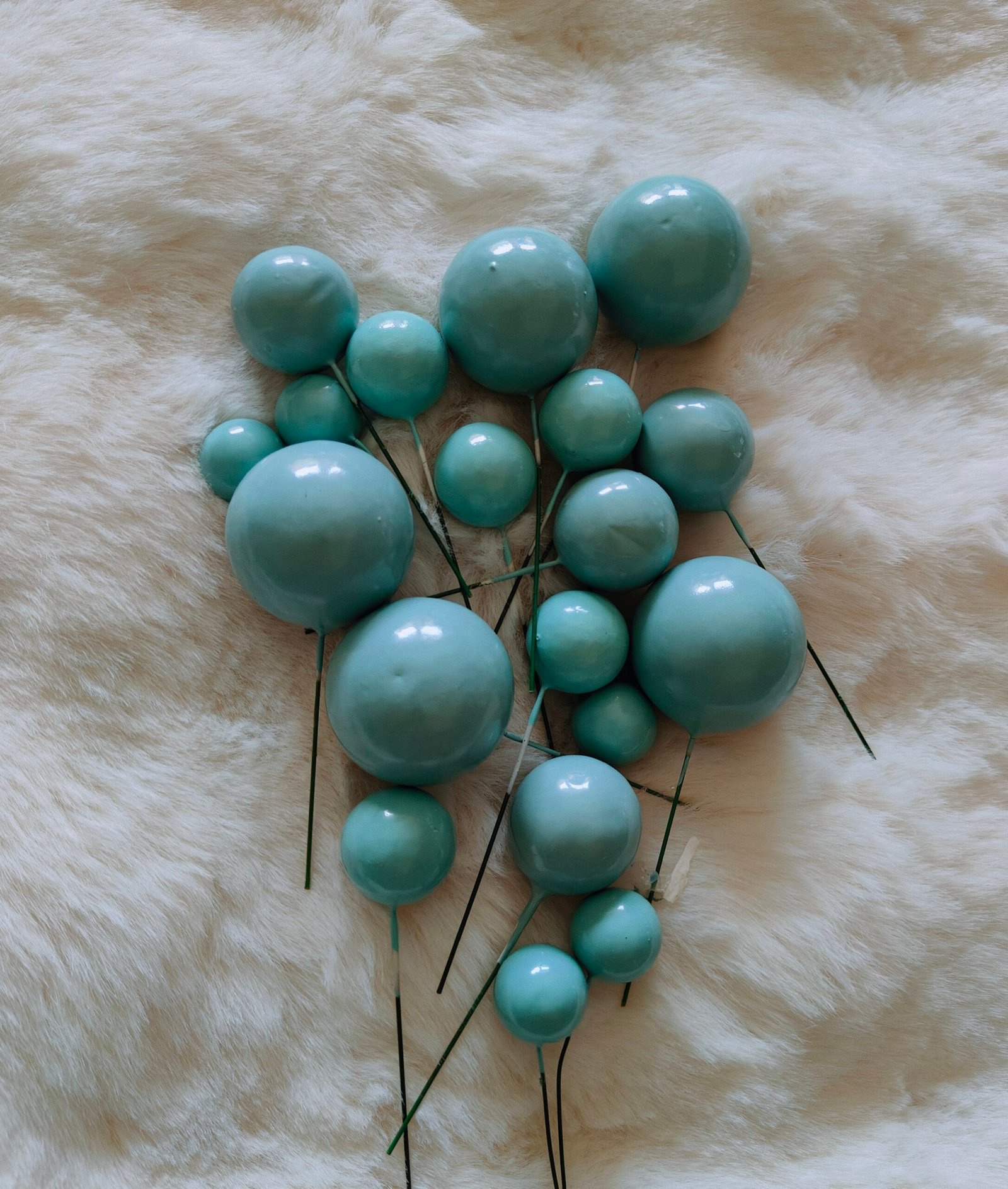 Metallic Faux Balls-Teal Blue