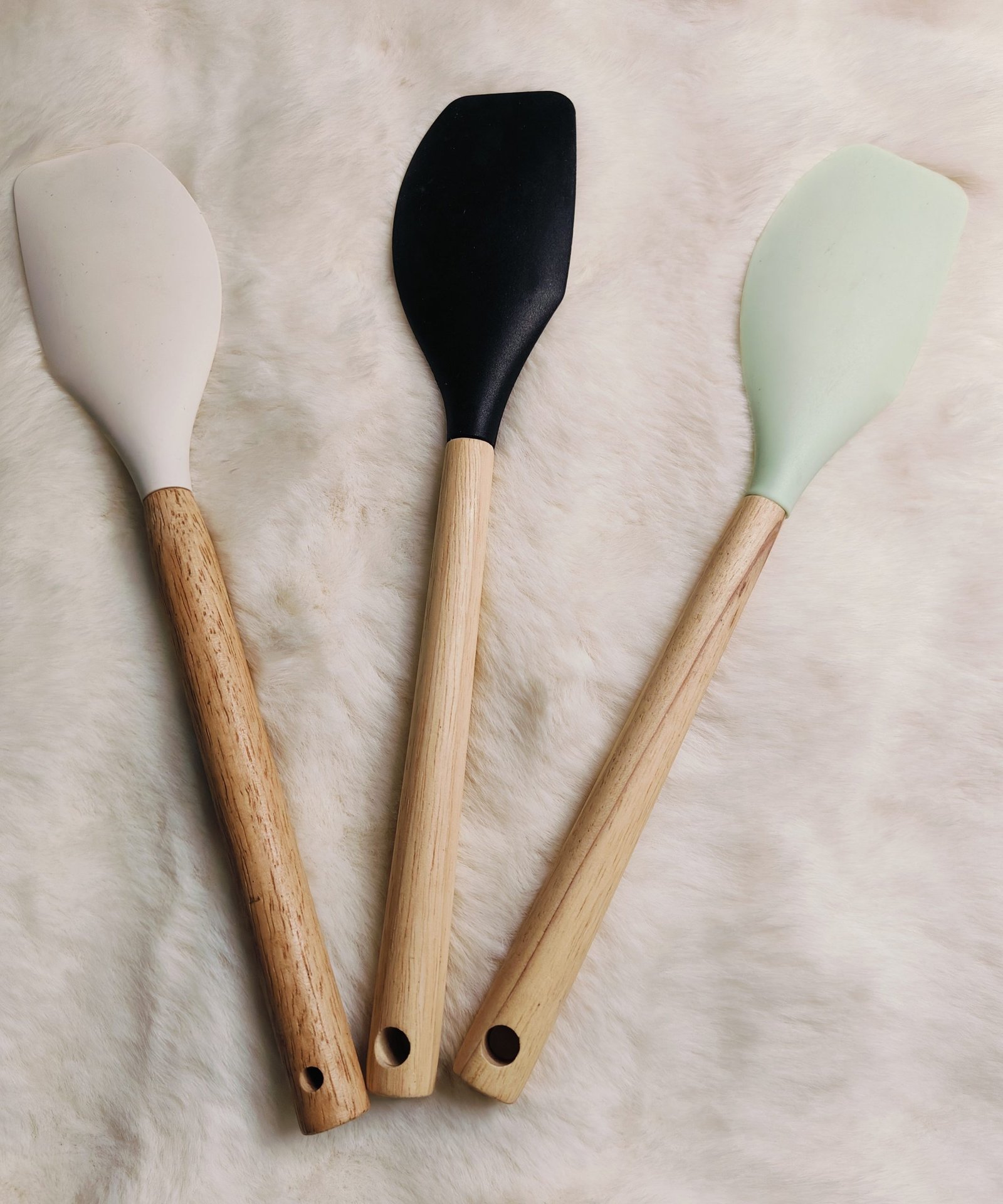 silicon spatula with wooden handle
