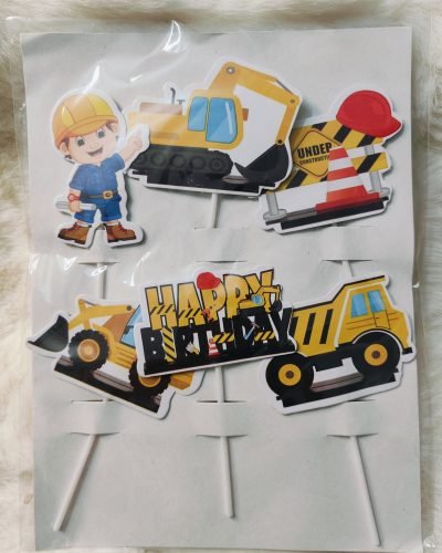 Construction theme topper