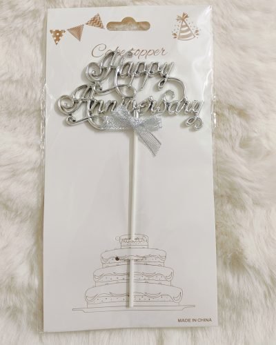 Happy Anniversary High Glass Topper (Silver)