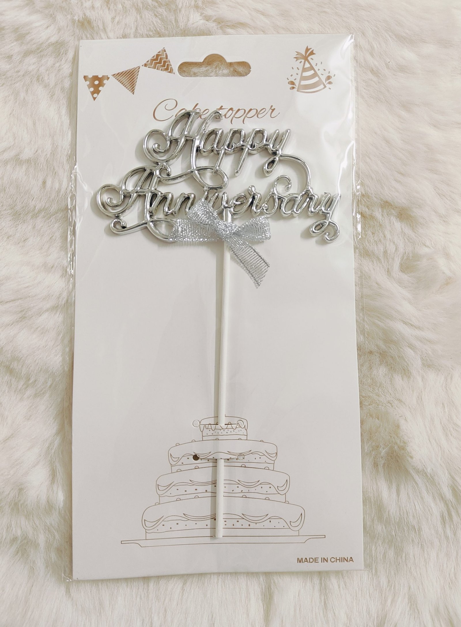 Happy Anniversary High Glass Topper (Silver)