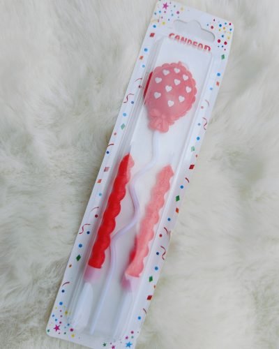 Balloon & Twisted candle set (Red)