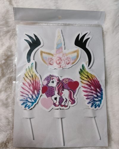 Unicorn theme paper cake topper