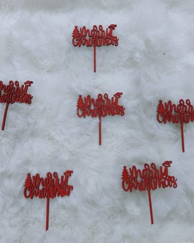Marry Christmas 3 inch topper red (pack of 6)
