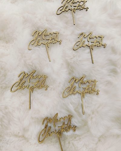 Marry Christmas 3 inch topper Gold (pack of 6)